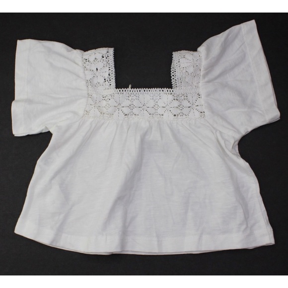 Zara NWT Contrast Crochet Fluttered Sleeves Top 3-6 Months New Zara Baby Top - Picture 2 of 8
